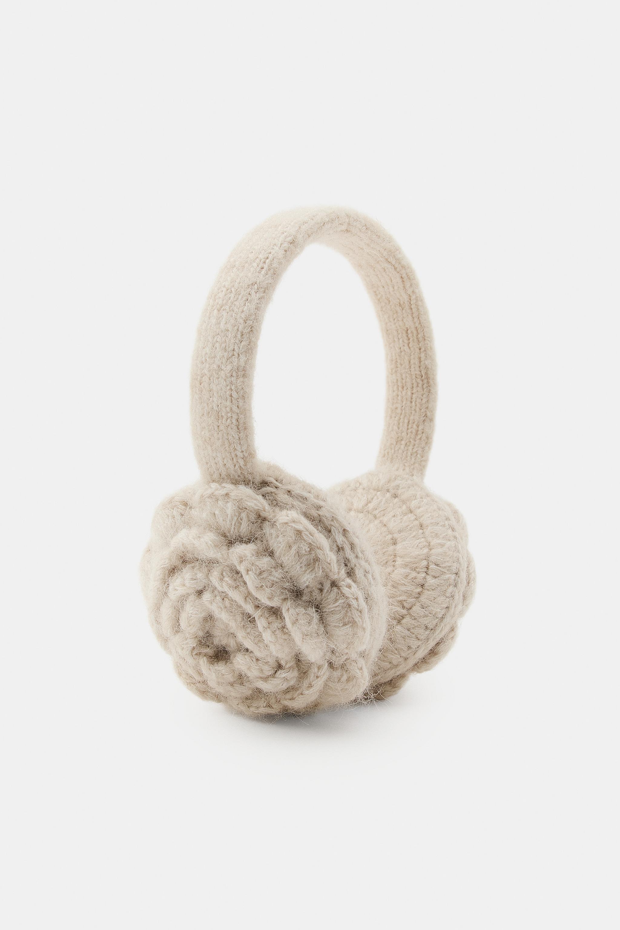 CROCHET KNIT FLORAL EARMUFFS
